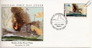 1939 HMS EXETER Heavy Cruiser (Battle of the River Plate) Warship WWII Stamp FDC - Picture 1 of 3