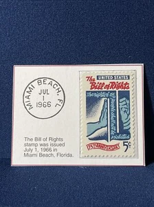 La Declaración de Derechos - Estampilla de 5 centavos de dólar de EE. UU. en muy buen estado (1966) como nueva - Imagen 1 de 2