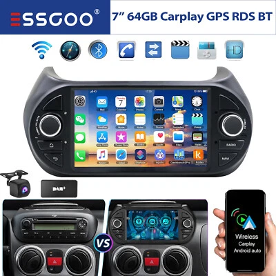 7" DAB+ Android14 Autoradio Per Fiat Fiorino Peugeot bipper 64G Carplay GPS Navi - Immagine 1 di 4