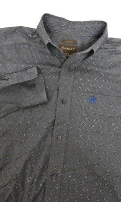 Ariat Dress Shirt Mens Medium Stretch Button Cowboy Western Gray Blue - Image 1 of 4