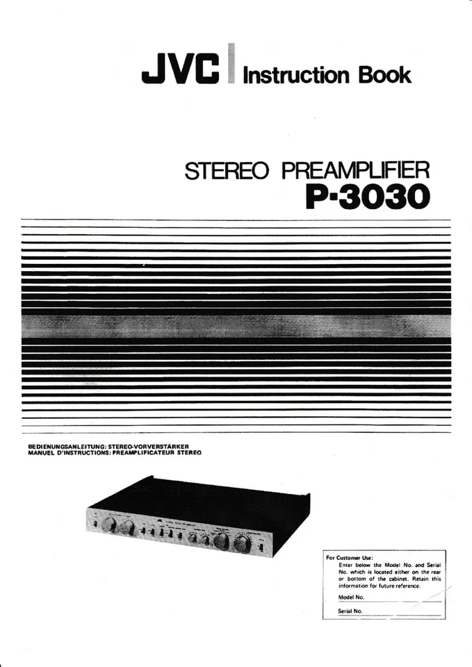 Bedienungsanleitung-Instruction Book per JVC P-3030 - Immagine 1 di 1