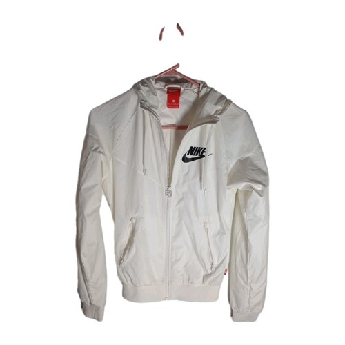 OFF WHITE Giacca a vento Nike donna abbigliamento sportivo XSmall bianco sporco full zip con cappuccio