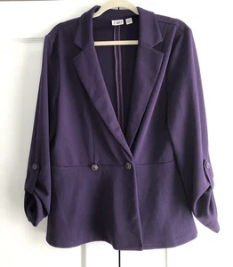 Cato Purple Women's Blazer Size XL Roll Tab Sleeve Button Closure - Picture 1 of 10