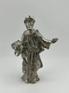 Estatuilla de hombre sabio belén chapada en plata de colección 4,5" Rey Rey Rey Rey Rey Reyes Magos Navidad-5% Ag - Imagen 1 de 8