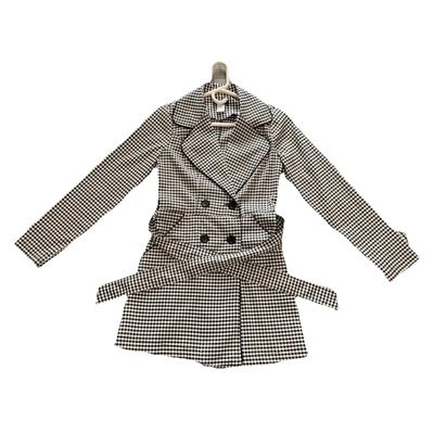 Trench coat feminino Better B com botões Gingham peito duplo com cinto P - Imagem 1 de 4