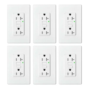 Receptáculo de salida GFCI resistente a manipulaciones 20A 125V con indicador LED autodiagnóstico 6PK - Imagen 1 de 10