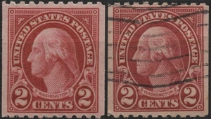 USA 1923 Sc#606 2c carmine, Washington, perf 10 horiz coil, MH & used - Picture 1 of 3