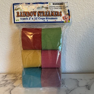 Rainbow Streamers 6-Pack Crepe Party Decorations - Image 1 of 4