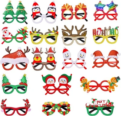 18Pcs Christmas Glasses Glitter Party Eyeglasses Frames Costume Holiday...  - Image 1 of 4