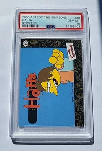 THE SIMPSONS PSA 10 COLLECTIBLE STICKERS 30 HA HA 2000 Artbox - Picture 1 of 2