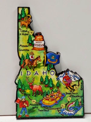 Imán de nevera del estado de Idaho hecho en Canadá dibujos animados de goma Foto 1 de 4