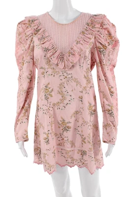Mini vestido recto Love Shack elegante para mujer rosa floral de algodón talla 6 Foto 1 de 4