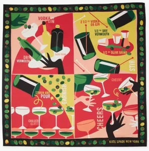 NWT Kate Spade New York Dirty Martini Square Silk Scarf 100% authentic - Picture 1 of 13