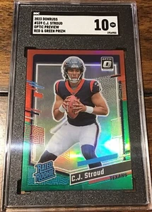 2023 Panini Donruss CJ Stroud Optic Preview Red & Green #339 SGC 10 Texans - Picture 1 of 2