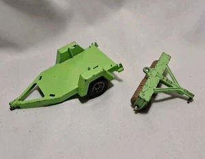 Vintage Hubley limettengrün Bauernhof Spielzeug Anhänger und Pinne Lot Set - Bild 1 von 8