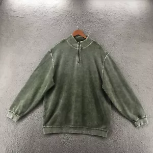 F/X Fusion Quarter Zip Sweater Mens XL Tall Green Velvet Cotton Long Sleeve - Picture 1 of 11
