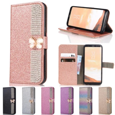 For iPhone 16e/15/14/13/12/11 XR SE Glitter Wallet Case Diamond Women Flip Cover - Image 1 of 4