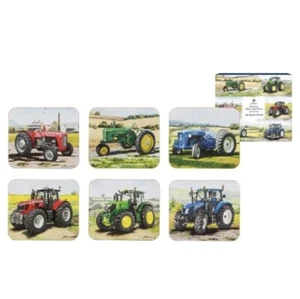 Ashdene Kitchen Cork Backed Coasters Then & Now Tractors Set 6 - Picture 1 of 1