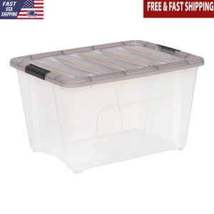 53 Qt Stackable Clear Plastic Storage Bins W/Latching Lid Home Organization New - Picture 1 of 7