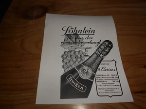 original Werbung Reklame Annonce Söhnlein Sekt Wiesbaden ca. 40er jahre - Picture 1 of 1