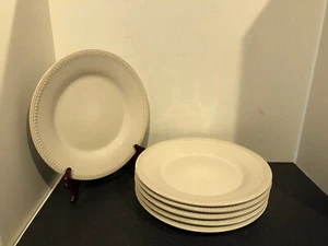 Set of 6 Pier 1 Imports Spice Route Salt 10" White Dinner Plates Beaded Edge - Picture 1 of 5