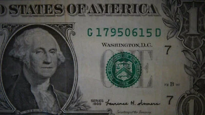 1999 Series $1 Dollar Birthda Note  June 15, 1975  G17950615D - Image 1 of 3