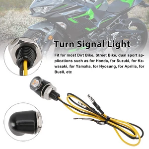 12V LED Turn Signal Indicator Light 8mm Universal Motorcycle For Honda Black - Picture 1 of 14