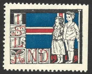 Iceland 1915 Boy & Girl Xmas Seal Cinderella #6 F/VF-HR - Picture 1 of 2