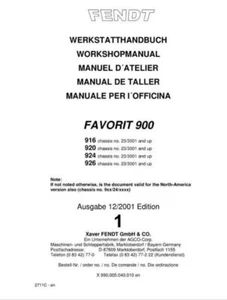 Fendt Favorit 916 920 924 926 Distribuidores Manual de Taller Entregado Hoy - Imagen 1 de 4