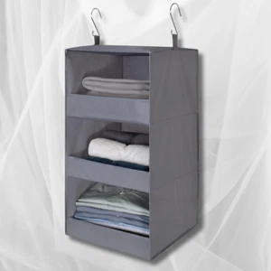 3Shelf Hanging Closet Organizer Collapsible Hanging Closet Shelves Hanging - Picture 1 of 11
