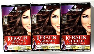 (3 Ct) Schwarzkopf Keratin Color 6.5 Light Golden Brown Permanent Grey Coverage