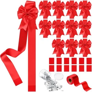 12 Piece Christmas Cabinet Ribbons - Xmas Door Ribbon Cabinet Bows with Large... - Picture 1 of 7
