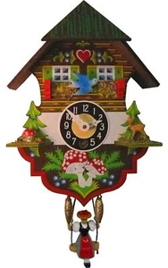 BLACK FOREST Pequeño Reloj de Cuco Novedad - Chalet con Ciervo - Péndulo Columpio Niña - Imagen 1 de 1