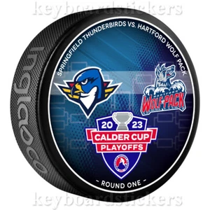 2023 AHL Calder Cup Playoffs Puck Springfield Thunderbirds vs Hartford Wolf Pack - Imagen 1 de 2
