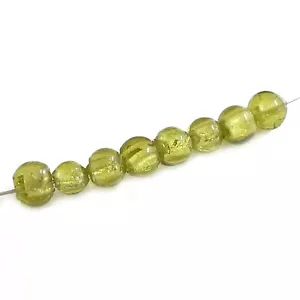 Glasperlen rund 5-7 mm oliv mit Silberfolie 30 Perlen Spacer nenad-design AN655 - Bild 1 von 4