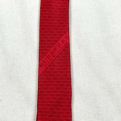 Burberry Vintage Tie Silk Third Millenium 2000 Print Red Logo Y2K - Image 1 of 4