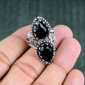 Black Spinel Gemstone 925 Sterling Silver Ring Handmade Jewelry Ring - Picture 1 of 4