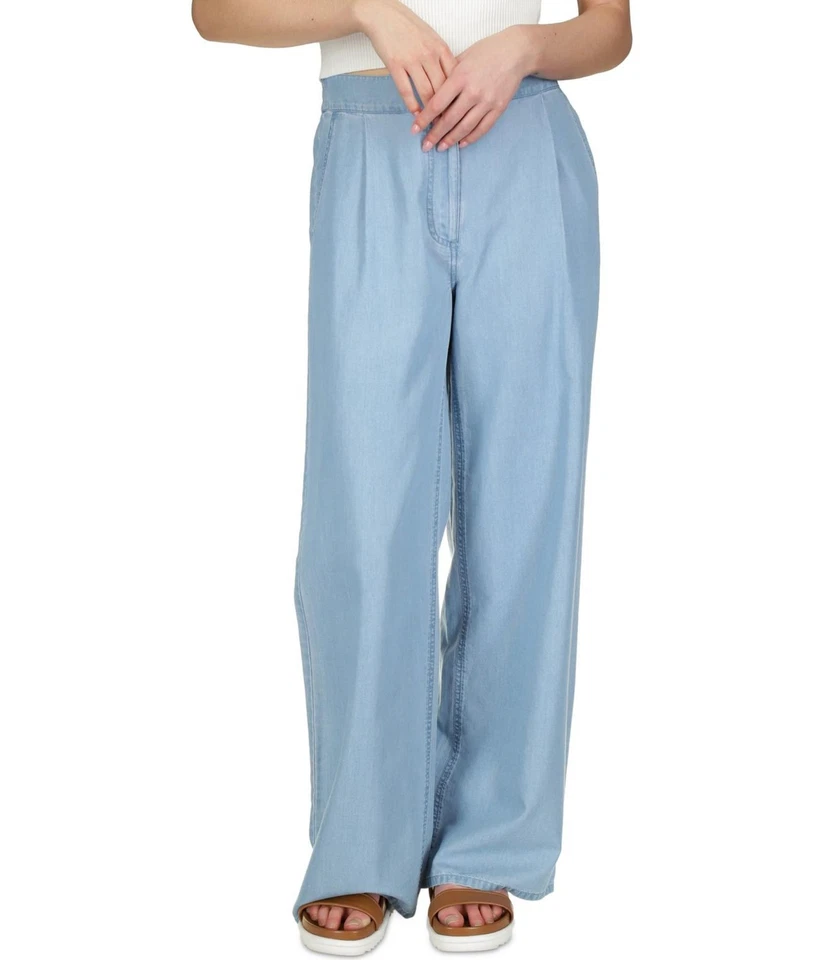 Женские эластичные широкие расслабленные повседневные брюки Michael Kors цвета шамбре - Изображение 1 из 1