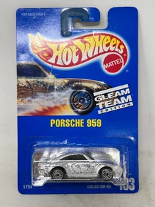 Tarjeta azul vintage Hot Wheels Silver Gleam Team Porsche 959 #193 Ultra Hots - Imagen 1 de 3