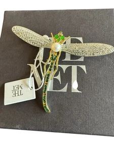 MMA Metropolitan Museum Of Art Dragonfly Brooch 22K GP Swarovski Pearl - Picture 1 of 6