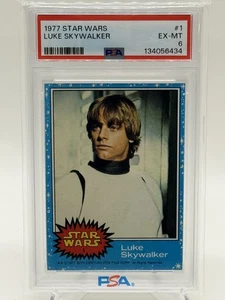 1977 Topps Star Wars #1 Luke Skywalker PSA EX-MT 6 - Fresh Grade  - Picture 1 of 2