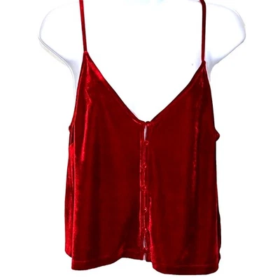 Camiseta corta de terciopelo rojo pequeña vampiro gótica coqueta vacaciones Y2K Fairy Grunge tanque Foto 1 de 4