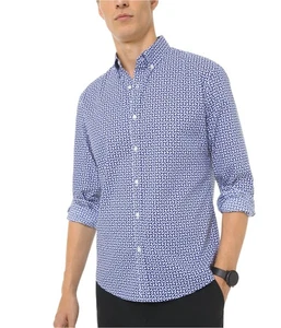 Michael Kors Mens Geo Print Button Up Shirt, Blue, XX-Large - Picture 1 of 1