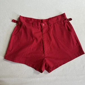 RARO vero pantaloncino corto vintage anni 70 C’est Joli vita alta fibbie cinch rosso - Foto 1 di 6