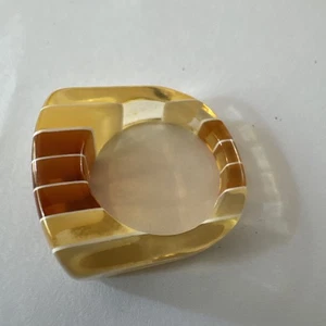 Finland Ring Size 8 Lucite Acrylic Plastic Ring Orange Transparent Layered Ring - Picture 1 of 15