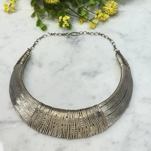 Vtg Signed MH Sterling Silver 925 Modernist Electroform Choker Necklace 15”L - Picture 1 of 20