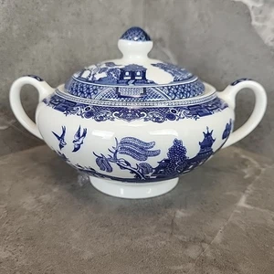 Johnson Brothers Willow Blue Sugar Bowl with Lid Made In England No Chips - Picture 1 of 10