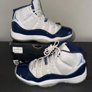 Nike Air Jordan 11 Retro BG  White / University Blue 378038-123 Size 6Y - Picture 1 of 5