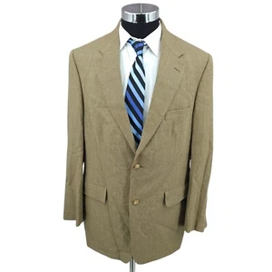 Roundtree & Yorke Blazer Mens 42L Beige Worsted Wool Sports Coat Jacket 2 B Vent - Picture 1 of 12