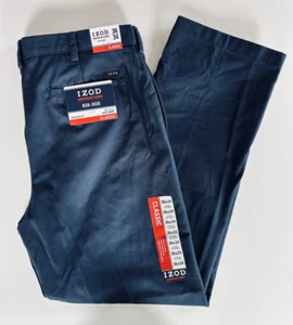 Izod American Chino Navy Flat Front Straight  Pant Size W36 X L34 - Picture 1 of 3